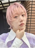 ダブルカラーピンクベージュベージュカラーケアブリーチレイヤー
