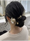 シニヨン／結婚式／お呼ばれヘア／二次会へア／ミディアム