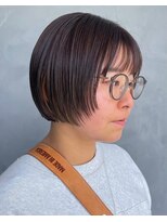 ビスクヘアデザイン(bisq hair design)&nbsp;ショートヘアー　ブラウンカラー　前髪カット　顔まわり　韓国風