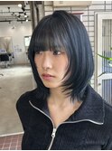 レイヤーボブ/ブルーブラック/顔まわりレイヤー/青葉台