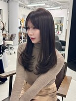 ハピネス 梅田茶屋町店(HAPPINESS)&nbsp;ミディアムレイヤー/韓国ヘア/顔周り/ブリーチなし/ベージュ