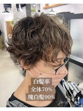 アンドグレイ 千葉船橋店(and gray.) 白髪率70%塊白髪90%白髪活かしショート