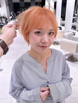 stair : case ginza7【ステアケース】 透明感ダブルカラーオレンジ丸みショート耳かけ