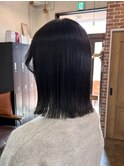 レイヤーボブハイライトカラーミルクティーベージュ