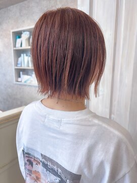 キャアリー(Caary) 福山市美容室Caaryぱつんとボブ可愛い透明感オレンジカラー