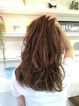 エイミー(Aimee) Aimee 町田  オレンジブラウン×かきあげウェーブ