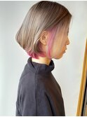 【morio原宿】インナーカラーピンク　まるみボブスタイル