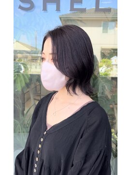 シェルハ(SHELHA) ラベンダーグレージュ ブリーチカラー レイヤーボブ 韓国ヘア