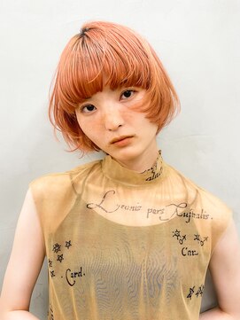 テトヘアー(teto hair) オレンジカラー　ワイドバング　マッシュウルフ　ボブ　レイヤー