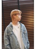 Men’sブリーチベージュカラーマッシュウルフスタイル