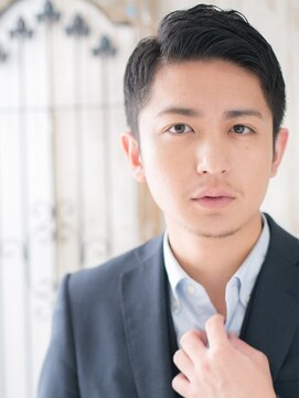 モッズヘア メン 仙台愛子駅前店(mod's hair men) 爽やかオールバックアッシュブラック刈り上ショート仙台愛子