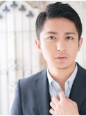 爽やかオールバックアッシュブラック刈り上ショート仙台愛子
