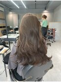 グレージュ_ブルーカラー_ワインレッド_お団子ヘア