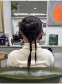  外ハネボブ美髪ワイドバングハイライト セミロング