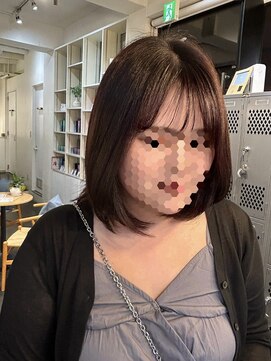 エムプラス 二子玉川(Mplus) 外ハネミディアムボブ と 大人ラベンダーカラー Mplus 鈴木