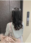 三つ編みハーフツイン