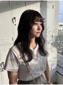 顔まわりレイヤー/ツヤ髪スタイル/コテ巻きスタイル