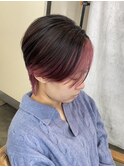 女子ウケ1位ピンクインナーカラーセンターパート
