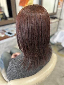 ヘアーララプラス(HAIR lala＋) #ブリーチなし#レッドカラー#くびれレイヤー