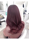 ラベンダーピンクローズピンクダブルカラーレイヤーカット