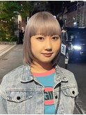 ハッシュカットグレージュデザインカラーツートンカラー