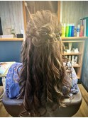 お花アレンジハーフアップ