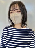 外ハネボブ切りっぱなしボブパツっとミディ髪質改善縮毛矯正