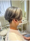 【山崎】メンズ/爽やかツーブロック/刈り上げ/シルバーアッシュ