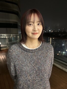 ザザ ZA/ZA 茗荷谷 切りっぱなしボブ/ブリーチなし透明感ワインレッドカラー