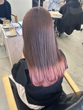 ヴィンスジオ 岐阜駅南(vince gio) 裾カラー/ピンク/ピンクベージュ