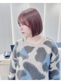 オリーブグレー/前髪/ボブ/マロンベージュ/レイヤーカット/小顔
