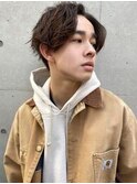センターパート フラッフィーパーマ