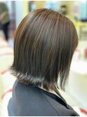 外ハネ/小顔/くびれ/ミディアムボブ/アッシュベージュ/30代40代