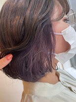 エンレイ(enRei)&nbsp;切りっぱなしワンカールモカグレージュインナーカラーパープル