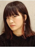 前髪ストレートパーマ＿ミディアムストレート