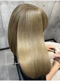 ミディアムヘアーミルクティーカラー髪質改善 赤坂見附