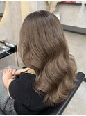 ハイライトカラーくびれヘアアプリコットオレンジ