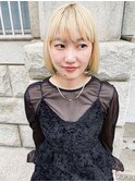 ブロンドぱっつんボブ_似合わせカット