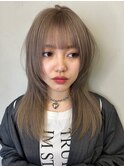 ハイトーンベージュ/ブロンド/レイヤーカット/ロング/博多