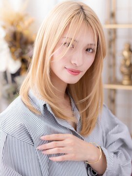 韓国風バタフライカットブリーチオンカラーa上尾10代20代30代