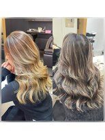 ブレンド 渋谷(BLend) ハイライトカラーくびれヘアアプリコットオレンジ