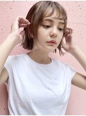 ぷつっと外ハネボブ_グレージュカラーボブウルフ_28793