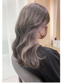 黒髪/グレーベージュ/レイヤーロング/前髪パーマ/所沢ハイライト
