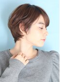 小顔美髪イメチェンピンクブラウン切りっぱなしボブショート
