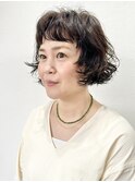 カーリィボブ/ラベンダーブラウン/白髪ぼかし