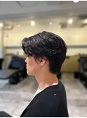 マッシュショート黒髪スタイルアッシュカラー