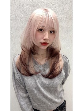 ステア ケース(stair case) ホワイトピンク×エンドカラー  レイヤー