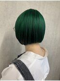 アンブレラカラー×ボブ×アクリルグリーン　アプリコット