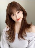後れ毛が可愛い顔周りレイヤー/ナチュラルアッシュ/顔周り