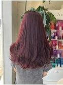 ブリーチ無しのワインレッドカラー
